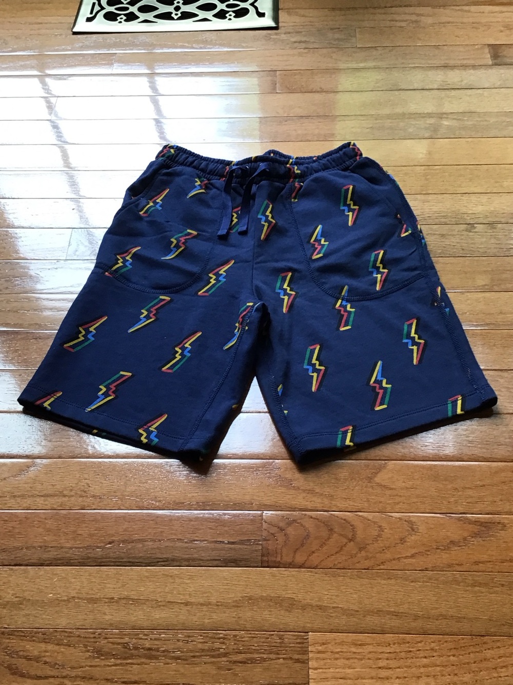Hanna Andersson Navy Lightning Bolt Knit Shorts